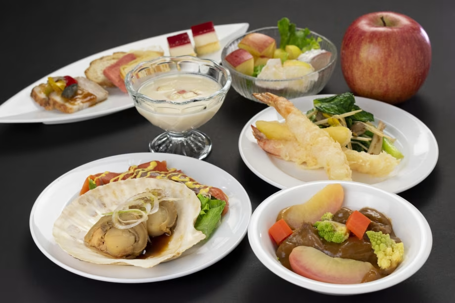 【青森の食材を使ったバイキング＆アルコール飲み放題】
食べた「あど」にもっと「はだる（欲しがる）」
「あどはだり」とは津軽弁で「おかわり・もっと食べたい」という意味です。当ホテル自慢のバイキングを、是非「あどはだり」してください♪
