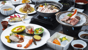 【１日７部屋２０名様平日限定！】あわしま会席＋山賊鍋+上州牛ミニステーキ　お一人様１２，４８０円より