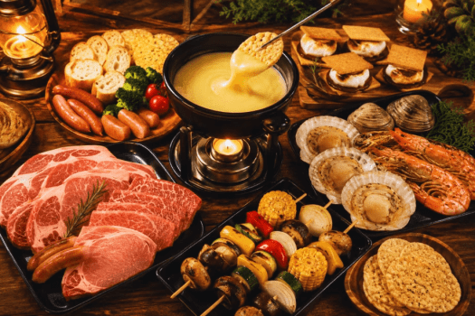 【10～2月限定】＜秋冬得✨豪華5大特典＞新潟名物&ldquo;ばかうけ&rdquo;をディップ！チーズフォンデュBBQ＆スモアサンド＜1泊2食付き＞