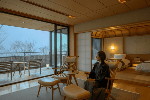 暖かな客室に身をゆだねながら、ただ景色を眺めるだけの贅沢な時間が流れます。