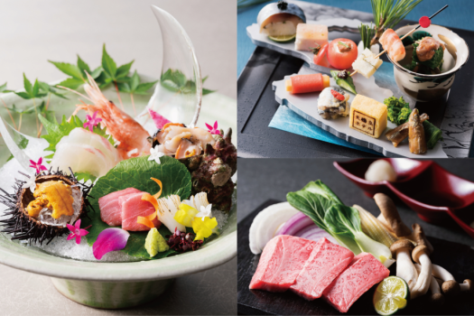 料理内容をアップした贅沢な和食会席（イメージ）
