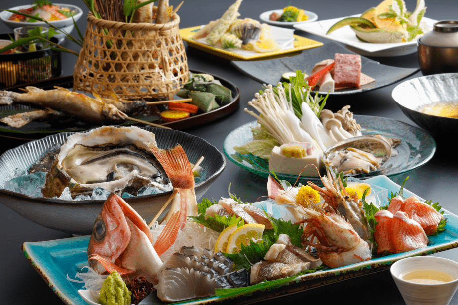 【別湯・夏のお料理】地魚5種盛りや、但馬牛リブロースステーキ、夏の味覚「岩牡蠣」や鮑のしゃぶしゃぶ！（一例）