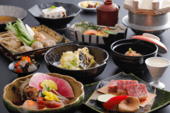 【秋・茜会席】鱧の天ぷらや国産牛ステーキ、松茸釜飯など◆食欲の秋を彩る「食材の宝庫」丹後の幸を満喫！