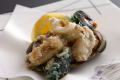 【別湯・秋のお料理】鮑の唐揚げ 肝あんかけ（一例）