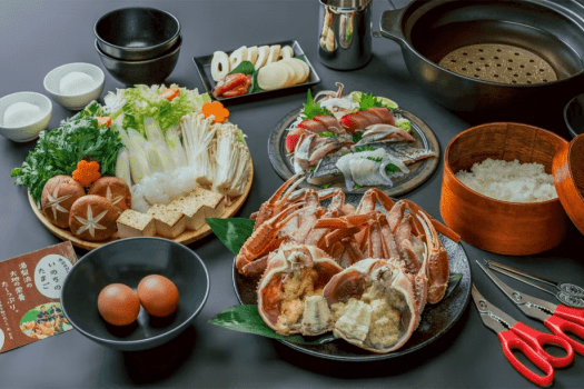 【冬季限定/1泊2食付】◆生ズワイガニや旬のお刺身盛り◆～冬の日本海を堪能する『鳥取カニ鍋ディナープラン』～【源泉かけ流し温泉付き】