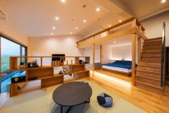 【Luxuryスイートダブル55平米】半露天風呂+和洋室+ロフト　～弁天