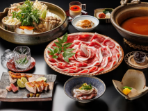 *月輪熊料理1品×キジ肉炭火焼き1品×最上肉ロースぼたん