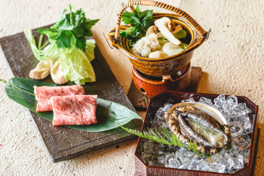 【特選味わい会席／夕部屋食】 贅沢グルメ！神戸牛＋国産活黒あわび！