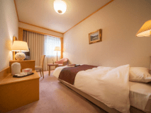 シングルルーム 15.6平米（バス・ウォシュレットトイレ付）ベッド（幅110cm）※川・街並みは臨めません