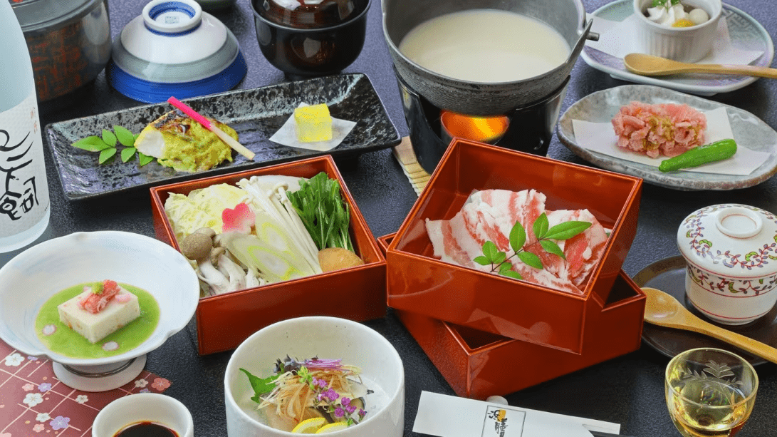 新)現金特価♪得割プラン!　★足あか海老＆黒豚豆乳しゃぶ御膳★～半露天風呂付客室