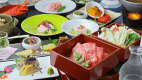 新)【選べるあか牛料理・馬刺し・イセエビ料理の豪華会席】～半露天風呂付客室