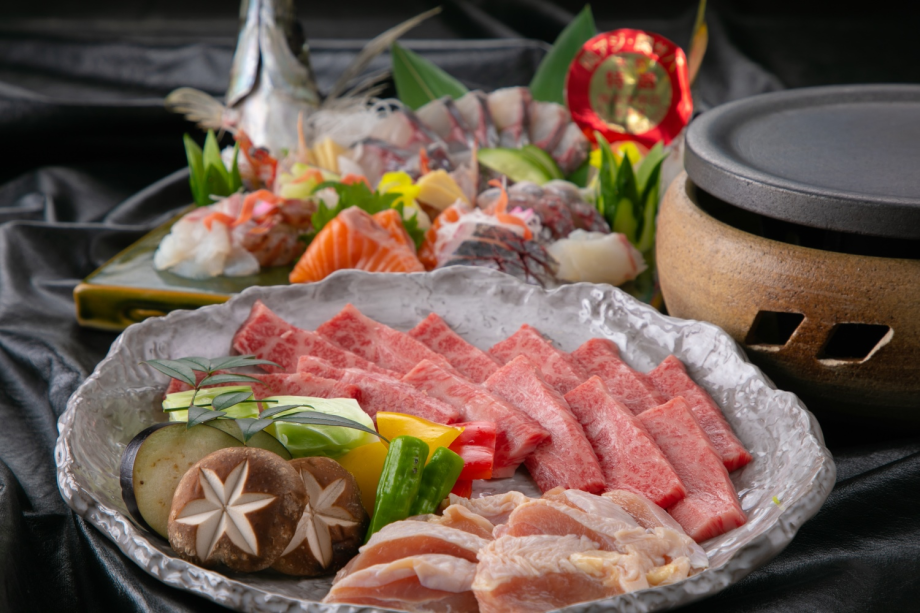 「関あじ姿造り」＆「おおいた和牛」