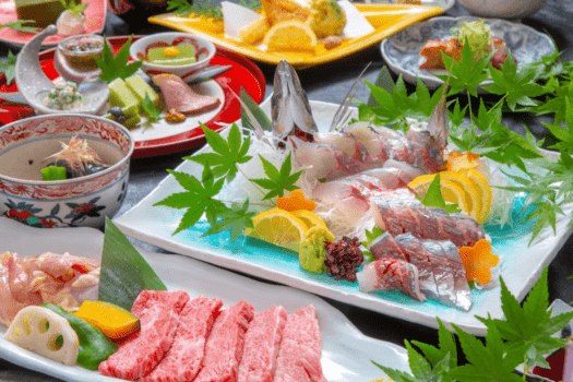【夕食一例】大分が誇る、海山の味覚を贅沢に 【夕食一例】大分が誇る、海山の味覚を贅沢に