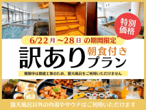 【朝食付】〈6月22日(月)〜28日(日)限定〉露天風呂利用休止につき特別価格！訳ありプラン
