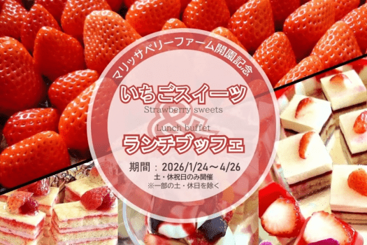 【いちごランチブッフェ】 自社農園のいちごを贅沢に使用した、旬の味わいをランチブッフェでお楽しみください。 （画像はデザートイメージです）