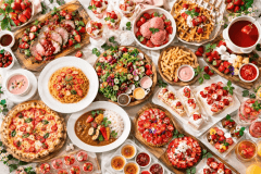 【期間限定・曜日限定】1泊3食の贅沢リゾートステイ。
[夕食]美食フレンチフルコース　[朝食]朝食ブッフェ　[昼食]いちごランチブッフェ
自社いちご農園で育った旬の苺を、バリエーション豊かなブッフェでご用意。
※画像はランチブッフェイメージです。仕入れ状況等により、料理内容が変更となる場合がございます。
