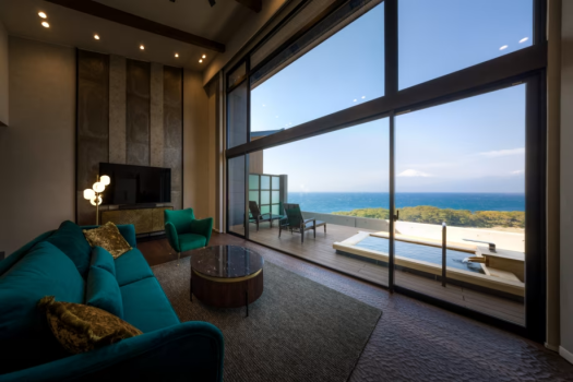 【晴明‐Seimei】Guest rooms with open-air sauna with views of Mt. Fuji and Suruga Bay