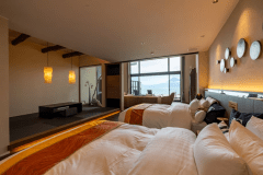 【明星‐Akeboshi】Guest rooms with open-air sauna with views of Mt. Fuji and Suruga Bay