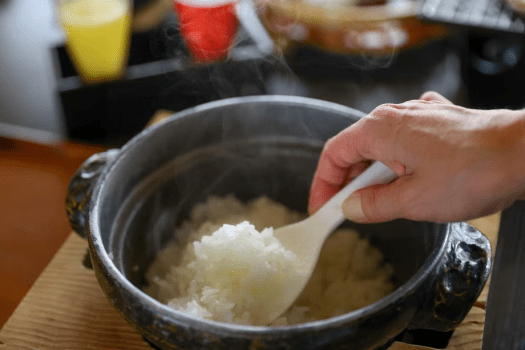 【朝食】地元ブランド米の木島平産コシヒカリを毎朝炊き立てでご提供しています。 【朝食】地元ブランド米の木島平産コシヒカリを毎朝炊き立てでご提供しています。