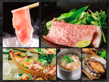 四季の新潟満喫！村上牛もち豚のしゃぶすき食べ比べ＆のど黒釜飯、鮑の踊り焼き、お刺身盛り合わせ！直前割
