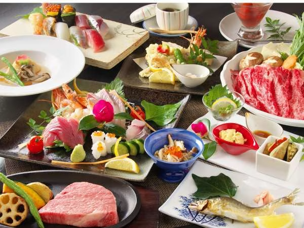 【離れ:いろどり+ステーキ付】2人前一例 ※季節で料理内容の変更有 【離れ:いろどり+ステーキ付】2人前一例 ※季節で料理内容の変更有