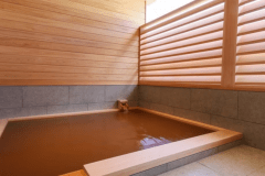 A private open-air bath/Kinsen (a type of spring) Meal is served in the guest room