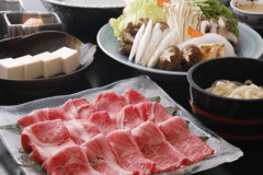 Sukiyaki (hot pot with sweet seasoning) of Japanese black beef