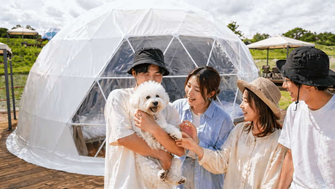 【ペット同伴可】絶景の山頂グランピング宿泊プラン《BBQ・温泉入浴券付》