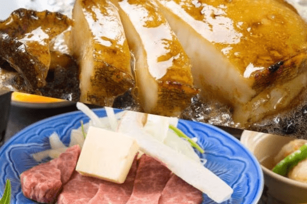 メインが選べる!国産黒毛和牛A5ランクの「和牛ステーキ」or 磯の香りが堪らない「鮑ステーキ」! メインが選べる!国産黒毛和牛A5ランクの「和牛ステーキ」or 磯の香りが堪らない「鮑ステーキ」!