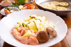 澄んだかぼす出汁で味わう、豊後地鶏しゃぶしゃぶ会席