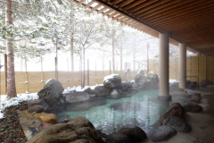 【露天風呂】雪景色をみながら湯あみをお楽しみください