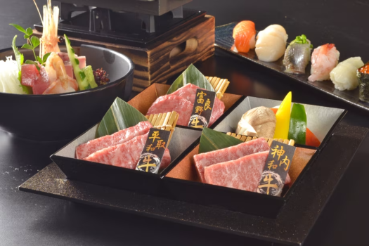 北海道産和牛三種食べ比べと海鮮堪能特別会席膳