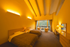 窓から四万十川源流の見える『洋室ツイン２０平米（禁煙ルーム）』Ｃ