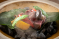 【Detached Villa】In-room dining in a room with an open-air bath ＜Dinner & Breakfast＞ Oita Wagyu beef cooked on magnolia leaf × Seasonal whole fish sashimi