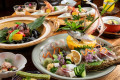 【Detached Villa】In-room dining in a room with an open-air bath ＜Dinner & Breakfast＞ Oita Wagyu beef cooked on magnolia leaf × Seasonal whole fish sashimi