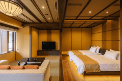 【洋室ジュニアスイート】46平米／和室＋ベッド＋半露天風呂