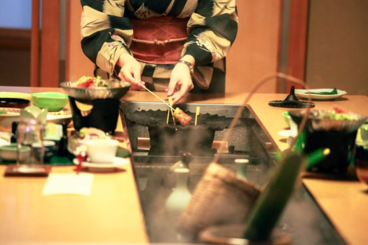 ～吟松自慢の温泉卓の様子(一例)～