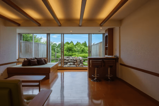 Western style Room with Private Open-air Hot Spring Bath (Twin beds or 1 Queen Bed)  34 square meters on the 1st floor