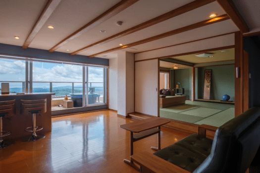 Japanese-Western style Room with Private Open-air Hot Spring Bath (Twin Beds)  73 square meters on the 3rd floor