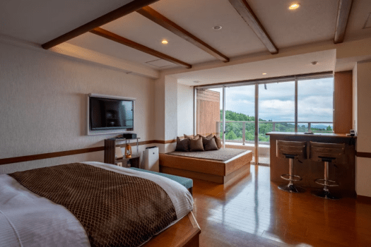 Western style Room with Private Open-air Hot Spring Bath (Twin beds or 1 Queen Bed)  34 square meters on the 3rd floor