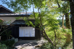 「藤のや玄関」春の新緑が爽やかです。