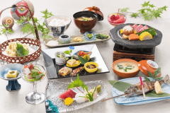 《ご夕食》基本会席(一例) メインは「和牛サーロインの溶岩焼き」となります。 《ご夕食》基本会席(一例) メインは「和牛サーロインの溶岩焼き」となります。