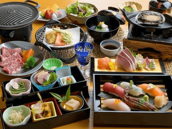 鮑の踊り焼き・和牛・新鮮お造りの豪華グルメ♪春ならではの食材をふんだんに！【春の極み寿司会席】