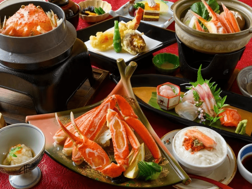こちらのプランは、茹でズワイ蟹片身と蟹なべをメインにした蟹づくしプランです。