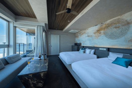 【最上階／半露天】プライベートツイン（クイーンサイズベッド）