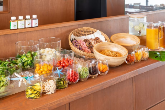 【全室オーシャンビュー】朝はバランスの取れた食事から。プライベートビーチの様にゆっくり滞在（朝食付）