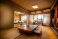 Suite “Kodaimurasaki” ◆ 100㎡
Relax in comfort while feeling the passage of time, surrounded by the elegance of “Kodaimurasaki”—a traditional color born from Kaga Yuzen dyeing.