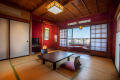Standard Japanese-Style Room 10 Tatami “Io”
A Japanese-style room with a wood deck offering a pleasant view.