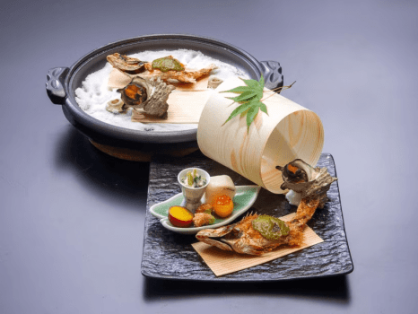 【2026夏&bull;饗宴会席】魚田　のどぐろ蓼味噌焼　栄螺つぼ焼～口取り～