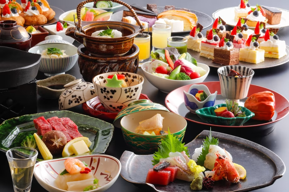 神戸牛と旬の味覚を取り入れた、デザートバイキング付の旬会席プランです。※イメージ